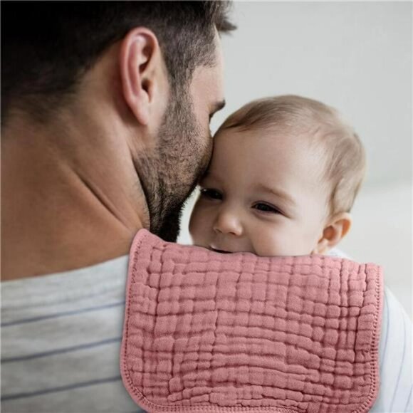 Muslin Burp Cloths 100 Cotton Baby Washcloths Soft Absorbent 6 Pack Pink - Picture 4 of 7